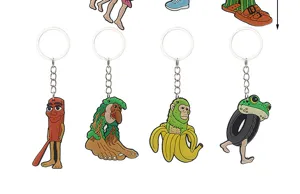 Quirky PVC soft rubber keychain featuring abstract mythological characters and funny bag pendants.