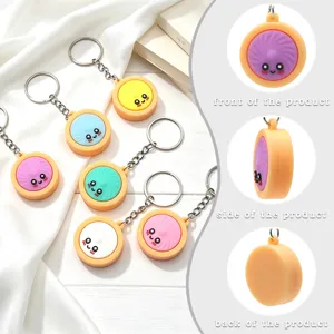 Schattige PVC Zachte Rubber Simulatie Gestoomd Broodje Sleutelhanger 3D Cartoon Expressie Dim Sum Hanger Sleutelring Voor Tas Decoratie Accessoires