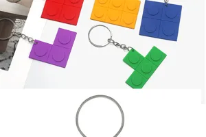 Colorful PVC building block keychain cute interlocking brick keyring toy gift accessories