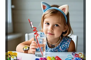 Süße Cartoon Katze PVC weiche Gummi Armband Halskette Strohhalm Anhänger Kinder Schmuck