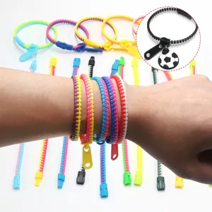 Bracelets fermeture éclair bicolores colorés, jouets anti-stress amusants pour enfants cadeaux.