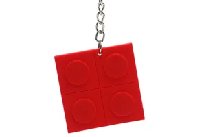 Red PVC building block keychain cute 2x2 brick pendant toy bag accessory gift key ring
