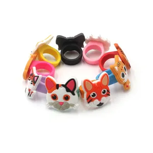 Leuke cartoon kattenringen, kleurrijke PVC zachtrubberen kinderdierenringen, speelgoed.