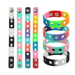 Colorful silicone snap bracelets adjustable DIY multi-color wristband party gifts 14pcs