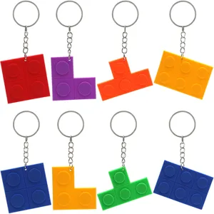 Cartoon Geometric Block Keychain PVC Soft Rubber Puzzle Game Controller Pendant Decorative Bag Charm Everyday Small Gift Accessory