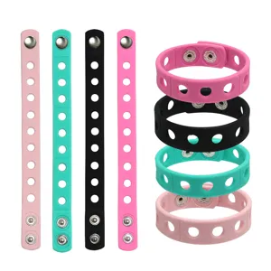 Colorful silicone adjustable snap bracelets DIY wristbands colorful party gifts set