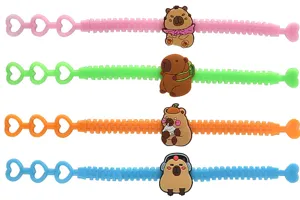 Niedliches Capybara PVC Silikon Armband Set, bunte Cartoon Reißverschluss Design Zubehör.