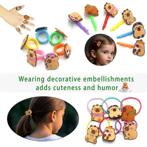 Süße Kapibara Silikon Ringe Haarklammern und Haargummis Set für Kinder Mode Accessoires.