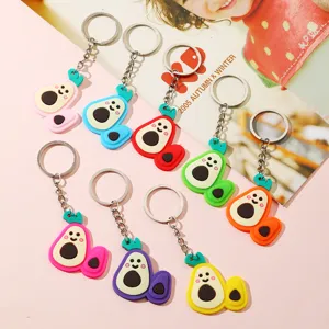 Süßer Cartoon Avocado Schlüsselanhänger PVC Weichgummi Frucht Schlüsselring Auto Tasche Anhänger Zubehör Kreative Deko Geschenk