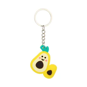 Niedlicher Cartoon Avocado Schlüsselanhänger, PVC Weichgummi Fruchthänger Taschenzubehör.