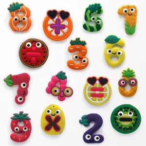 Cartoon cute fruit number soft rubber fridge magnets early education decorative stickers