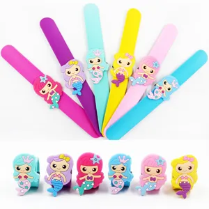 Mignon Bracelet Claque en Silicone de Sirène pour Enfants Bandes de Claque Géométriques Colorées École Vacances Événement Fête Cadeaux Enfants Bijoux