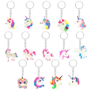 Glow in the dark unicorn keychain cute cartoon key ring bag charm party gift for kids.
