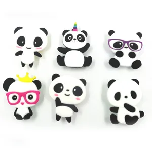 Cute cartoon panda PVC shoe charms set, creative decorative accessories for clogs and bracelets.