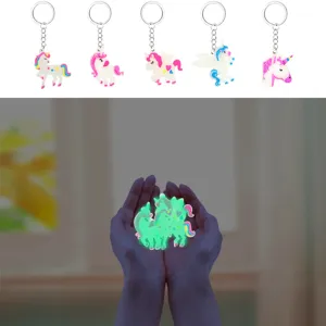 Cute cartoon unicorn keychains, luminous glow in the dark key rings, stylish bag charms and party gifts.