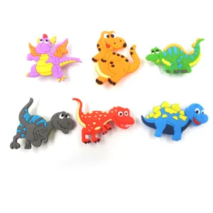 Cute cartoon dinosaur shoe charms set, colorful PVC shoe decorations for clogs and sandals.