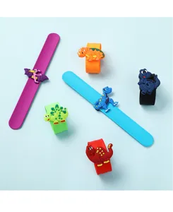 Bracelets slap en silicone colorés avec dinosaures pour enfants, jouets de bracelet mignons.