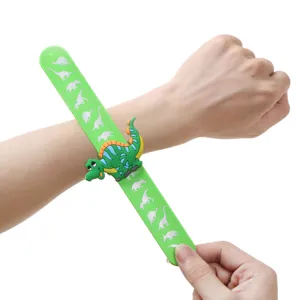 Kinder Cartoon Dinosaurier Druck Klapparmband Silikon Armband Kinder Spielzeug Detail Ansicht