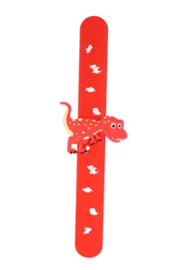 Rotes Cartoon Dinosaurier Klapparmband niedliches Silikon Armband Kinder Spielzeug
