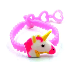 Roze eenhoorn siliconen armband voor kinderen, schattig cartoonontwerp met verstelbare hartgesp.