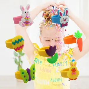 Leuke paassiliconen ringen voor kinderen, kleurrijke konijn en kuiken ontwerpen, ideale feestcadeaus.