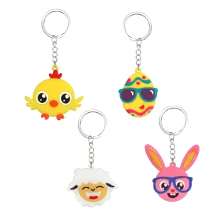 Süßes Oster Cartoon Schlüsselanhänger Set mit Küken, Ei, Schaf und Hase. Tolles Geschenk!