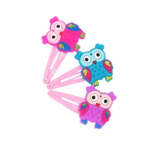 Süße Cartoon Eule Haarklammern für Kinder, bunte PVC Haaraccessoires Set für Mädchen.