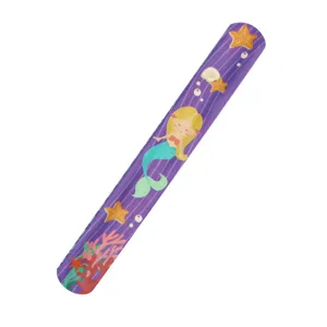 Purple mermaid slap bracelet PVC cartoon wristband for kids party favors detail view