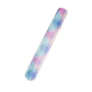 Vibrant mermaid scale printed PVC slap bracelet, fun colorful snap wristband for kids and parties.