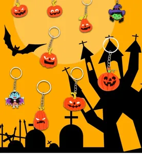 Halloween PVC weichgummi schlüsselanhänger cartoon kürbis hexe vampir schlüsselring