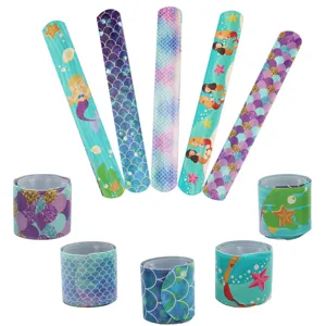 Colorful Mermaid Slap Bracelets PVC Cartoon Slap Bands Kids Party Favors Novelty Toys