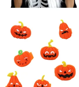 Halloween pumpkin rings, cute PVC soft rubber candy color children toy finger rings wholesale.