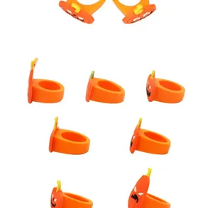 Halloween pumpkin ring PVC soft rubber cute kids toy ring details multi-angle display items