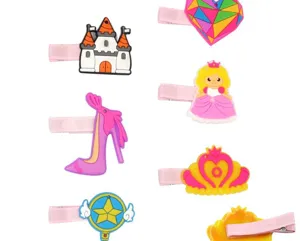 Leuke kinderen PVC zacht rubber haarspelden set, cartoon prinses kasteel haarspeldjes.