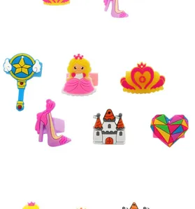 Kinderen schattige PVC zacht rubber prinses ringen set, feestcadeau accessoire.