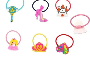 Leuke kinder PVC haarelastiekjes set kleurrijke cartoon prinses haarrepen voor feest.
