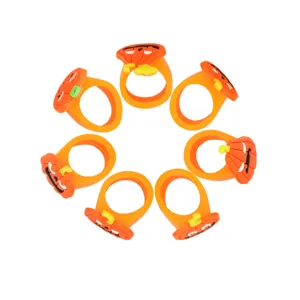 Children halloween pumpkin rings cute soft pvc orange finger jewelry toy 6pcs set wholesale