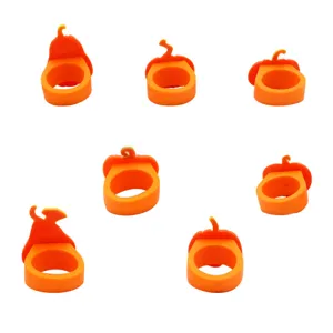 Halloween pumpkin rings PVC soft rubber cute orange finger toy for kids party jewelry 7pcs