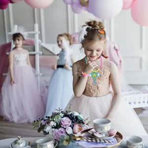Kinderen PVC zacht rubber ketting ring armband prinses feest verkleed speelgoed set