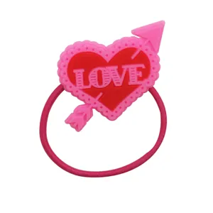Süßes rosa Herz Pfeil Haargummi für Kinder PVC Liebe Haarreif Mädchen Haarschmuck Accessoire
