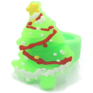Christmas tree silicone ring for kids cute holiday party toy festival gift item.