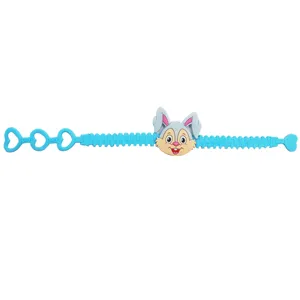 Bambini blu PVC cartone animato coniglio bracciale carino cuore regolabile silicone