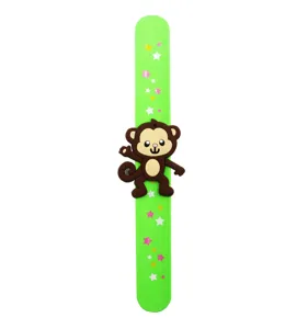 Braccialetto schiaffo scimmia cartone animato verde per bambini, giocattolo polso stella.
