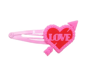 Kinder rosa PVC Herz Haarklammer süße Liebe Pfeil Haarspange Mädchen Haarschmuck Accessoires