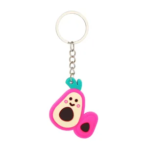 Süßer Cartoon Avocado Schlüsselanhänger PVC weicher Gummi Frucht Schlüsselring Tasche.