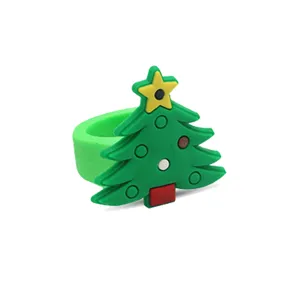 Christmas tree silicone ring detail close-up view showing cute holiday toy design for kids