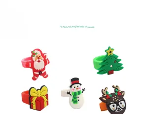 Christmas rubber rings for kids cute cartoon santa snowman tree holiday party gift toys 5pcs