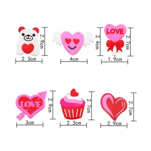 Süße PVC Bär Herz Haarschmuck Set Bonbonfarbe Kinder DIY Haargummis Zubehör 6Stk