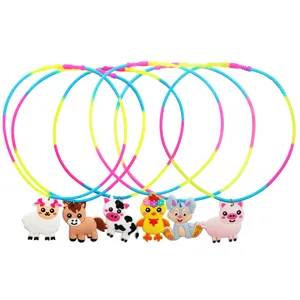 Colliers en silicone animaux de la ferme pour enfants, bijoux pendentifs colorés.