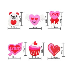 Valentinstag PVC weiche gummi haarklammern süsse zeichentrick herz bär rosa haaraccessoires